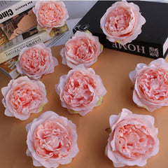 SYGA 2 Pcs Artificial Flower Heads DIY Craft Silk Rose Wedding Decor Flower Accessories Light Pink