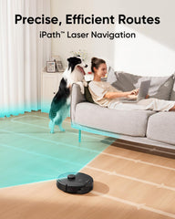 Eufy L60 Hybrid Robot Vacuum Cleaner with Mop, Ultra Strong 5,000 Pa Suction to Remove Hair, Dust, iPath Laser Navigation, for Deep Floor Cleaning, Ideal for Hard Floors, Black, 100 Minutes