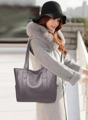 SYGA Women's Crossbody Bag, Single Shoulder Strap, Zipper Closure, Genuine Leather, Grey