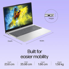 HP 15, Intel Core i3-1315U-13th Gen Laptop (8GB DDR4 Ram,512GB SSD) Anti-Glare, Micro-Edge,15.6''/39.6CMs FHD, Win11,M365 Basic(1yr),Office Home24, Silver,1.59kg, FHD fd0569TU