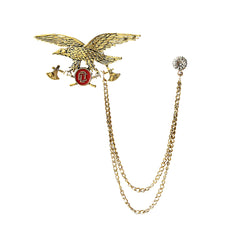 SYGA Men's & Women Suit Shirt Stud Lapel Pin Chain Tassel Brooch Pin with Crystal Chain(Gold)