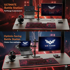 WAR HAMMER Heavy Duty Pro Series Monitor Stand with Laptop Tray - Basic Pole Mount for 22-32 Inch Monitors, Tilt Adjustable, Ergonomic Design, Weight Support 8 kg