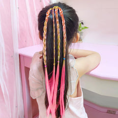 SYGA Girl Wig Headwear Kids Twist Braid Rope Ponytail Hair extension Styling Princess Baby Children Rubber Bands Hair Accessories (Gradient Two-Tone Powder)