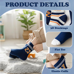 MOMISY 5 Pairs Baby Kids Children Girl Boys Tube Socks Toddlers Comfortable Ankel Length gifts (IN, Age, 3 Years, 5 Years, Tennis)