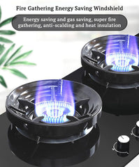 SYGA Gas Stove Fire Windproof Cover Non-Slip, Energy-Saving Stand Support Bracket (1, Black)