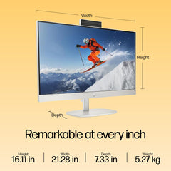 HP All-in-One Desktop 24 PC, AMD Ryzen 5 7520U, 16 GB LPDDR5, 512GB SSD, 60.5 cm (23.8"), Dual 2W Speakers,Windows 11,MSO, Shell White, 5.27 kg, 24-cr0025in