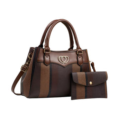 SYGA 2 Pcs Women's Stylish Contrast Color Handbag with Wallet | Medium Tote Bag with Shoulder Strap | Ideal for Daily Use & Gifting