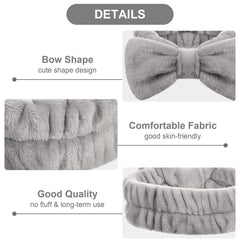 MOMISY Women Fashion Lovely Soft Coral Fleece Bowknot Bow Makeup Cosmetic Shower Elastic Hair Band Hairlace Headband (Random Color)-3 Piece