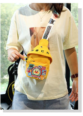SYGA Celebrity Cartoon Canvas Small Bag Girl Children's Bag Shoulder Messenger Bag Chest Bag(Yellow)