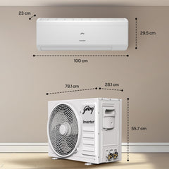Godrej 2 Ton 3 Star, 5 Years Comprehensive Warranty, AI Powered, 5-In-1 Convertible Cooling, Self Clean Inverter Split AC (Copper, 2025 Model, Heavy Duty Cooling At 52 °C, AC 2.0T EI 24I3T WZS, White)