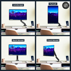 White Mulberry |DIY| Economical Gas Spring Monitor Arm | Desk Mounted Monitor Stand for 15-32 Inch Monitors |9Kg Screen Capacity|VESA 75X75&100X100| Adjustable Metal Desk Monitor Mount-(Single Screen)