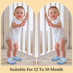 MOMISY Anti-Skid leather soled Shoe Socks for Baby Boys and Baby Girls-12 to 18 months, Medium, Blue