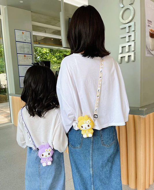 SYGA Children Pop It Fidget Smiley Lucky Happy Flower Silicone Bag Kids Push Educational Bubble Shoulder Messenger Bag (Flower Light Yellow)