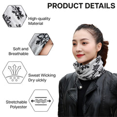 MOMISY Women Unisex Winter Beanie Hat & Neck Warmer | Knitted Multifunctional Scarf Cap with Letter Print | Warm Pullover Hat (in, Alpha, Free Size, GreyStar)