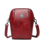SYGA Women's Soft Leather Crossbody Mini Small Bag Fashion Vertical Style Small Mobile Phone Bag(Wine Red)