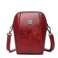 SYGA Women's Soft Leather Crossbody Mini Small Bag Fashion Vertical Style Small Mobile Phone Bag(Wine Red)