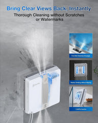 ECOVACS WINBOT Window Cleaning Robot - Compact Design, Dual Nozzles with Ultrasonic Spray, 9-Stage Protection System, Intelligent Path Planning, 3 Cleaning Modes, Anti-Slipping System