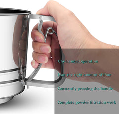 SYGA Stainless Steel Flour Sifter Large Baking Sieve Cup for Powdered Sugar