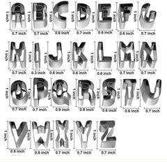 SYGA Alphabet Cookie Cutters A-Z Set of 26 Plain Edge Stainless Steel Non-Stick DIY Biscuit Mold