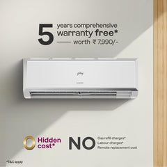 Godrej 1 Ton 3 Star, 5 Years Comprehensive Warranty, AI Powered, 5-In-1 Convertible Cooling, Inverter Split AC (Copper, 2025 Model, Heavy duty cooling at 52 °C, AC1T EI 12PINV3R32 WYQ 3S, White)