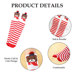 MOMISY Girl's 1 Pair of Baby Spring Winter And Autumn Combed Cotton Long Tube Knee-High Socks Suitable Age of 3 to 12 Years (IN, Age, 3 Years, 12 Years, RedWhiteStripes)