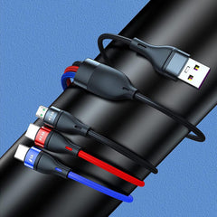 SYGA 3 in 1 Charging Cable, Nylon Braided USB Cable for Android, iOS and Type C Devices, 5A, 3 Feet