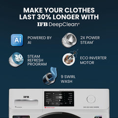 IFB 6 Kg 5 Star, DeepClean® Technology, AI Powered, Fully Automatic Front Load Washing Machine (DIVA GXN 6010 CMS, PowerSteam®, 9 Swirl, Steam Refresh, Inbuilt Heater, Eco Inverter, Grey)