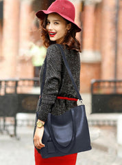 SYGA Women's Bag Cross-Border Leather Luggage Shoulder Bag (DARK BLUE)