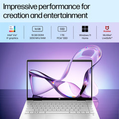 HP Pavilion x360, 13th Gen Intel Core i5-1335U (16GB DDR4, 1TB SSD) FHD, 14''/35.6 cm, Touchscreen 2-in-1, Win 11, Office 21, Silver, 1.51 kg, ek1010TU/1149tu, FPR, 5MP Camera, B&O, Backlit Laptop