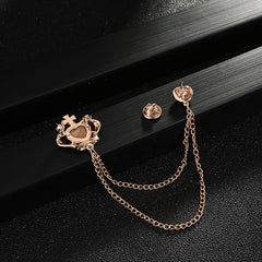 SYGA Men's & Women Suit Shirt Stud Lapel Pin Chain Tassel Brooch Pin with Crystal Chain(Golden)