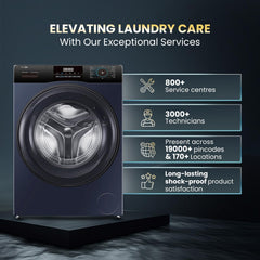 Haier 9 Kg 5 Star Powered by AI-DBT with Direct Drive Technology, PuriSteam, 525mm Super Drum Fully Automatic Front Load Washing Machine (EFL90-DM14IBIEBK,In-Built Heater,Steel Drum,Black)