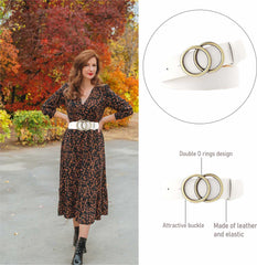 SYGA Women's PU Leather Belt Double O Ring Waist Belt Waist Size 29 Inch to 35 Inch, Black (Pack of 1)