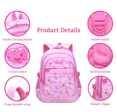 SYGA Girls Schoolbag, Lightweight and Cute Printed Design For Primary School Students (Pink)