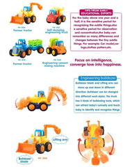 Syga Unbreakable Happy Engineering Construction Vehicles Including Tractor/Bulldozer/Dumper/Cement Mixer Toy for Kids/Toddlers/Infants/Children/Baby/Pull Back car Set of 4