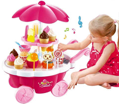 SYGA Ice Cream Play Cart Kitchen Set Toy with Lights and Music, Small