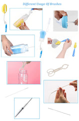 SYGA 7 Pcs Baby Milk Bottle Nipple Straw Brush Sponge BPA Free PP Cleaning Brush Cleaner Bottle Tong