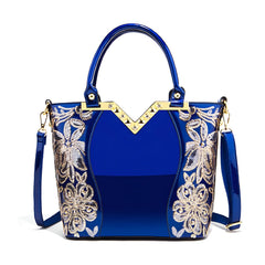 SYGA Women Chic Armpit Bag – Vertical Square Street Fashion Handbag with Embossed Floral Design & Pearl Accent