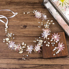 SYGA Bridal Hairband Earring Set Flower Pearl Hair Accessories For Women, Girls, and Kids Earring Dress Accessories For Wedding, Dance, Party, Events, Functions, Reception, Anniversary, Birthday