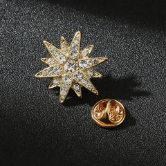 SYGA Men's Suit Chest Brooch Fashionable Rhinestone Decoration Diamond Clothing Accessories Golden six-pointed star