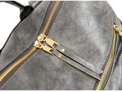 MOMISY Backpack Purse Women Vintage Multipurpose Rucksack Design handbag and Shoulder Bag PU Leather Travel Daypack Bag Waterproof Ladies Girls College School Bag-Grey