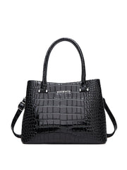 SYGA Women's Handbag Versatile Casual Crocodile Pattern Shoulder Bag(BLACK)