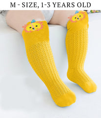 SYGA Baby Socks Boneless Over-The-Knee Thigh Socks Anti-Mosquito Long-Leg Walking Knitted Socks Suitable For 0-1 Years Old (White Elephant, Size S)