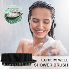 MOMISY Ultra Soft 2-in-1 Body & Shampoo Brush, Exfoliating Silicone Bath Scrubber, Premium Silicone Loofah, Scalp Massager (Black)