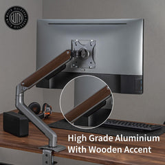 White Mulberry |DIY| Woodcraft - Premium Wooden Arm | Desk Mounted Monitor arm 15-32 Inch Monitor|9Kg Screen Capacity|Spring Assisted Premium Wooden Metal Desk Mount-(Single Screen)