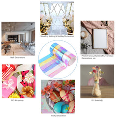 SYGA Pack of 3 Rainbow Laser Tape Stationery Hand Account Color Decoration Waterproof Tape Student Diy Hand(PINK-WHITE-YELLOW)
