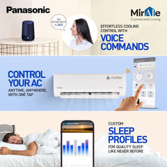 Panasonic 1.0 Ton 3 Star Premium Wi-Fi Inverter Smart Split AC (Matter Enabled, Higher Airflow, Copper Condenser, 7in1 Convertible, True AI, 2-Way, PM 0.1 Filter, CS/CU-SU12AKY3W, White)