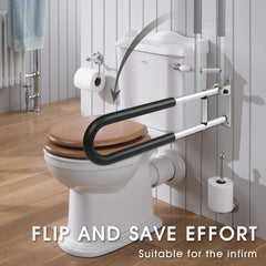 MOMISY Wall Mounted Flip up/Folding Aluminum Grab Bar Rails 23.6 Inch Toilet Handrails Bathroom Safety Bar Hand Support for Senior Citizen Injured and Handicapped (1)