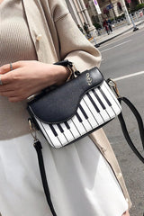 SYGA Women's Piano Purse Handbag, Black, with Strap and Zipper Closure