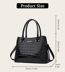 SYGA Women's Handbag Versatile Casual Crocodile Pattern Shoulder Bag(BLACK)