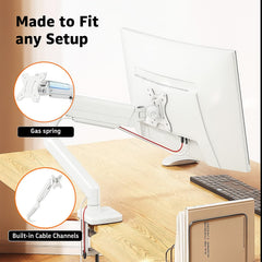 SYGA Adjustable Monitor Arm Stand for 17- to 32-Inch Flat Screen Monitors, Telescopic Cooling Desktop Computer Monitor Stand, White